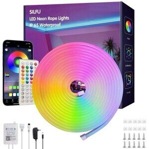 SILFU Neon RGB Lights 16.4Ft Led Strip Lights Outdoor Waterproof with Music Sync